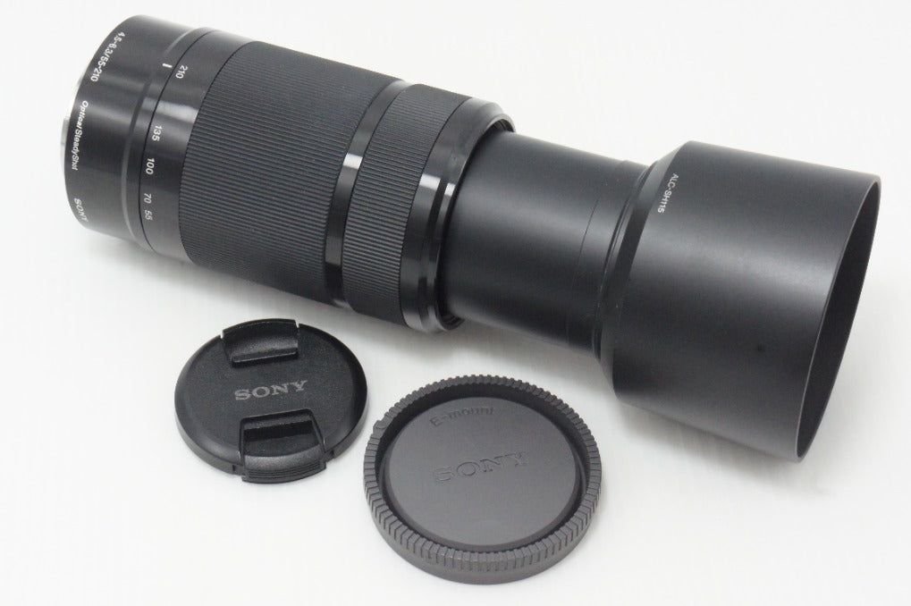 美品 SONY ソニー E 55-210mm F4.5-6.3 OSS SEL55210 Eマウント APS-C ズームレンズ ブラック フード付 260616z