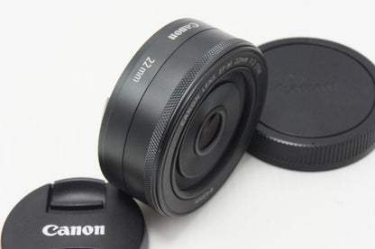 良品 Canon キヤノン EF-M 22mm F2 STM APS-C EF-Mマウント ブラック 単焦点レンズ 260616x