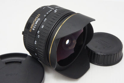 良品 SIGMA シグマ 15mm F2.8 EX DG DIAGONAL FISHEYE Nikon ニコン Fマウント 単焦点レンズ ケース付 260617d