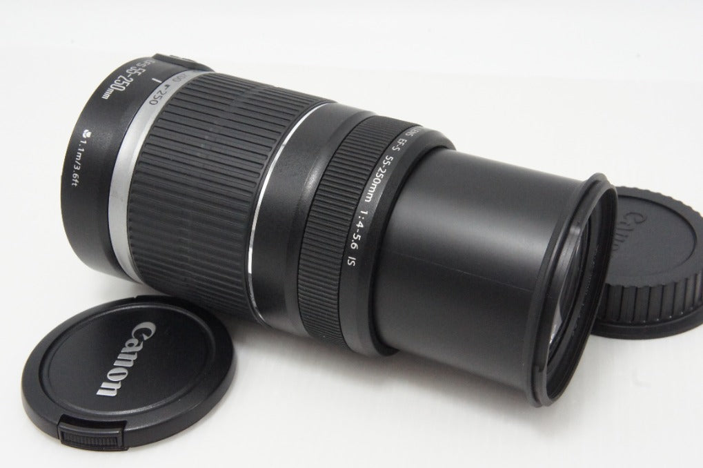 美品 Canon キヤノン EF-S 55-250mm F4-5.6 IS APS-C ズームレンズ 元箱付 260616ai
