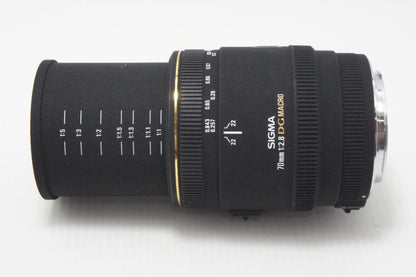 美品 SIGMA シグマ AF MACRO 70mm F2.8 EX DG Canon キヤノン EFマウント フード付 260618ai