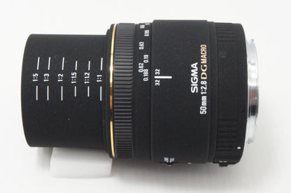 良品 SIGMA シグマ AF 50mm F2.8 EX DG MACRO Canon キヤノン EFマウント 単焦点レンズ フード付 260624aj