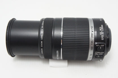美品 Canon キヤノン EF-S 55-250mm F4-5.6 IS APS-C ズームレンズ 元箱付 260616ai