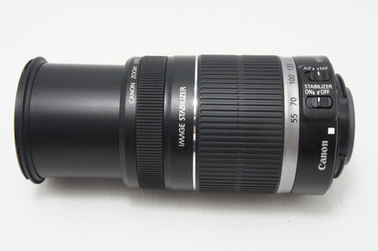 美品 Canon キヤノン EF-S 55-250mm F4-5.6 IS APS-C ズームレンズ 元箱付 260616ai