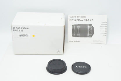 美品 Canon キヤノン EF-S 55-250mm F4-5.6 IS APS-C ズームレンズ 元箱付 260616ai