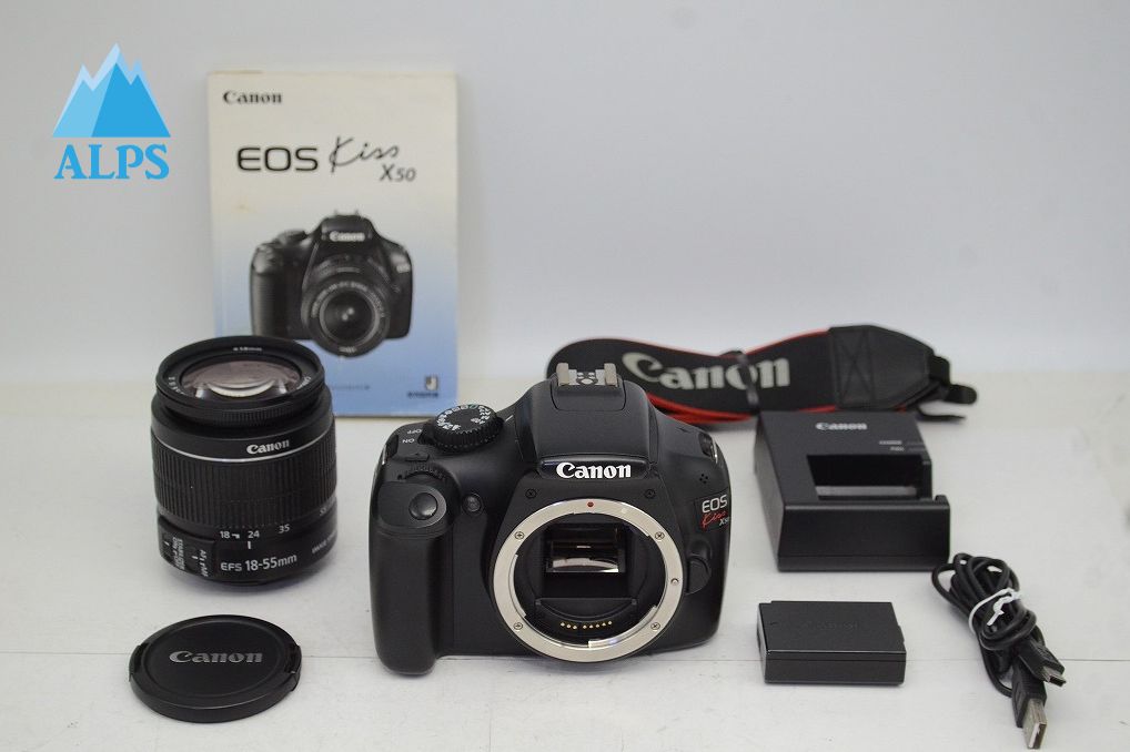 美品 Canon キヤノン EOS Kiss X50 + EF-S 18-55mm IS II レンズキット デジタル一眼レフカメラ 251016z