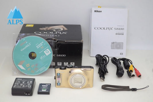 美品 Nikon ニコン COOLPIX S8100 コンパクトデジタルカメラ ゴールド 元箱付 251022j