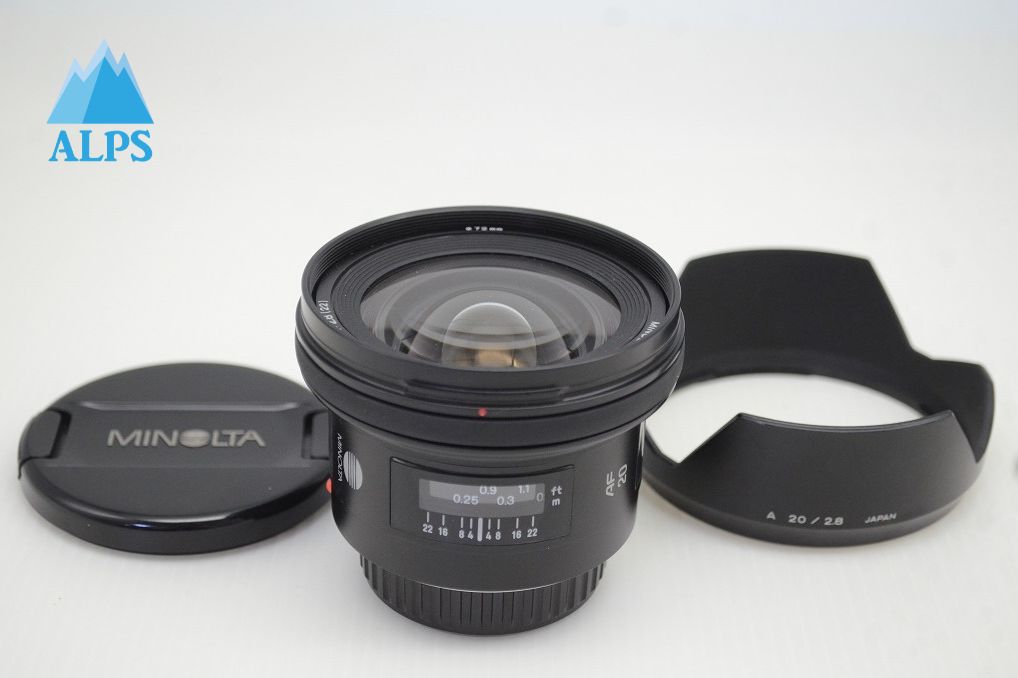 良品 MINOLTA ミノルタ AF 20mm F2.8 NEW SONY ソニー αマウント 単焦点レンズ フード付 251030r