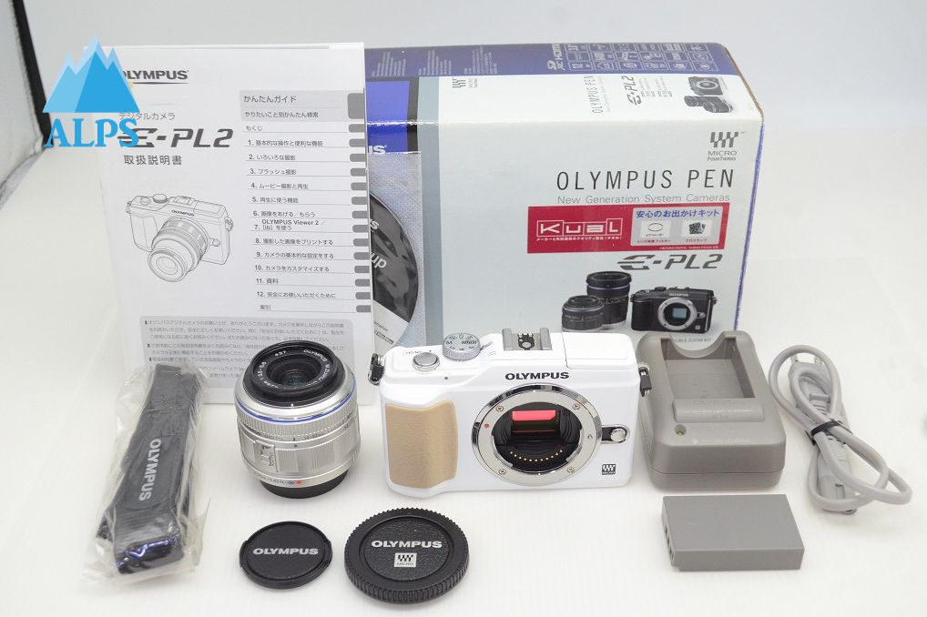美品 OLYMPUS PEN Lite E-PL2 + M.ZUIKO DIGITAL 14-42mm F3.5-5.6 II レンズキット ミラーレス 元箱付 251029n