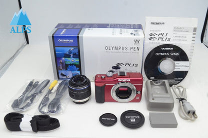 美品 OLYMPUS PEN Lite  E-PL1s ボディ + M.ZUIKO DIGITAL 14-42mm II レンズキット ミラーレス レッド 元箱付 251028m