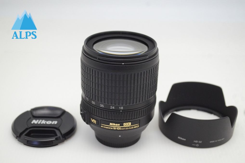 美品 Nikon ニコン AF-S DX NIKKOR 18-105mm F3.5-5.6G ED VR APS-C ズームレンズ フード付 251110k