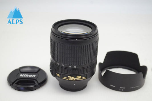 美品 Nikon ニコン AF-S DX NIKKOR 18-105mm F3.5-5.6G ED VR APS-C ズームレンズ フード付 251110k