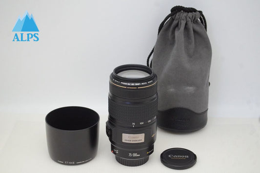 良品 Canon キヤノン EF 75-300mm F4-5.6 IS USM フルサイズ ズームレンズ フード ポーチ付 251112j