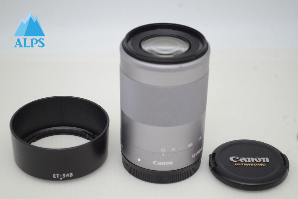 良品 Canon キヤノン EF-M 55-200mm F4.5-6.3 IS STM シルバー EF-Mマウント ズームレンズ 251122c