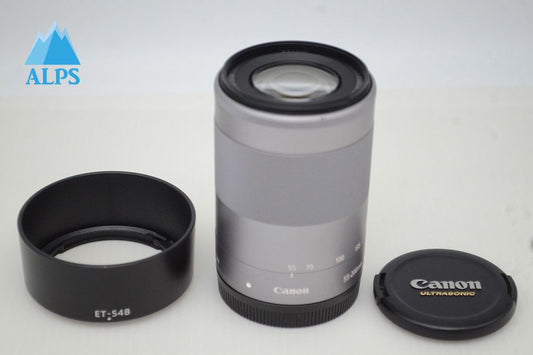 良品 Canon キヤノン EF-M 55-200mm F4.5-6.3 IS STM シルバー EF-Mマウント ズームレンズ 251122c