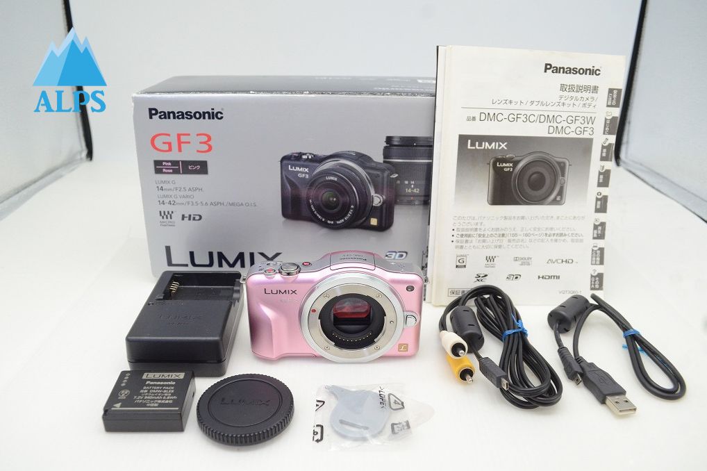 美品 Panasonic パナソニック LUMIX DMC-GF3 ボディ ミラーレス一眼カメラ フェアリーピンク 元箱付 251202c