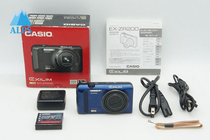 美品 CASIO カシオ HIGH SPEED EXILIM EX-ZR200 コンパクトデジタルカメラ ブルー 元箱付 260107o