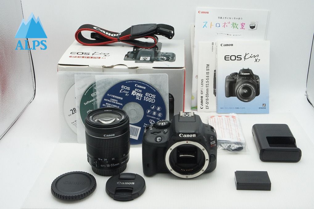 良品 Canon キヤノン EOS Kiss X7 ボディ+ EF-S 18-55 IS STM レンズキット デジタル一眼レフカメラ 元箱付 260121w