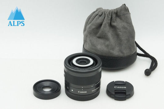 美品 Canon キヤノン EF-M 28mm F3.5 MACRO IS STM EF-Mマウント 単焦点レンズ ポーチ付 260121af