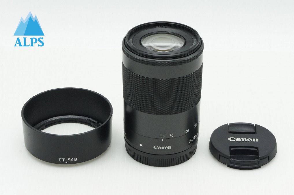良品 Canon キヤノン EF-M 55-200mm F4.5-6.3 IS STM EF-Mマウント ズームレンズ ブラック フード付 260122k