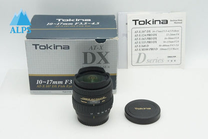 良品 Tokina トキナー AT-X 107 DX FISHEYE 10-17mm F3.5-4.5 Nikon ニコン Fマウント APS-C 元箱付 260127b