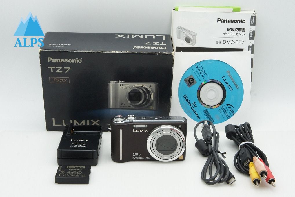 良品 Panasonic パナソニック LUMIX DMC-TZ7 コンパクトデジタルカメラ ブラウン 元箱付 260126t