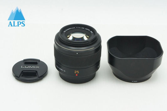 美品 Panasonic LEICA DG SUMMILUX 25mm F1.4 ASPH. H-X025 マイクロフォーサーズ 単焦点レンズ フード付 260209p
