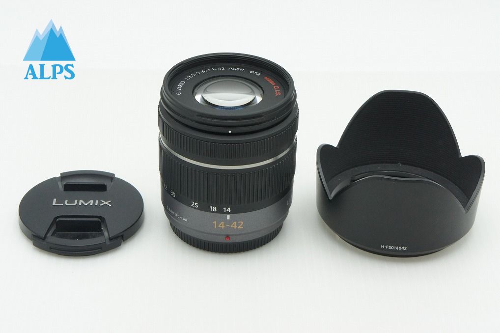 美品 Panasonic LUMIX G VARIO 14-42mm F3.5-5.6 ASPH. MEGA O.I.S H-FS014042 マイクロフォーサーズ フード付 260210da