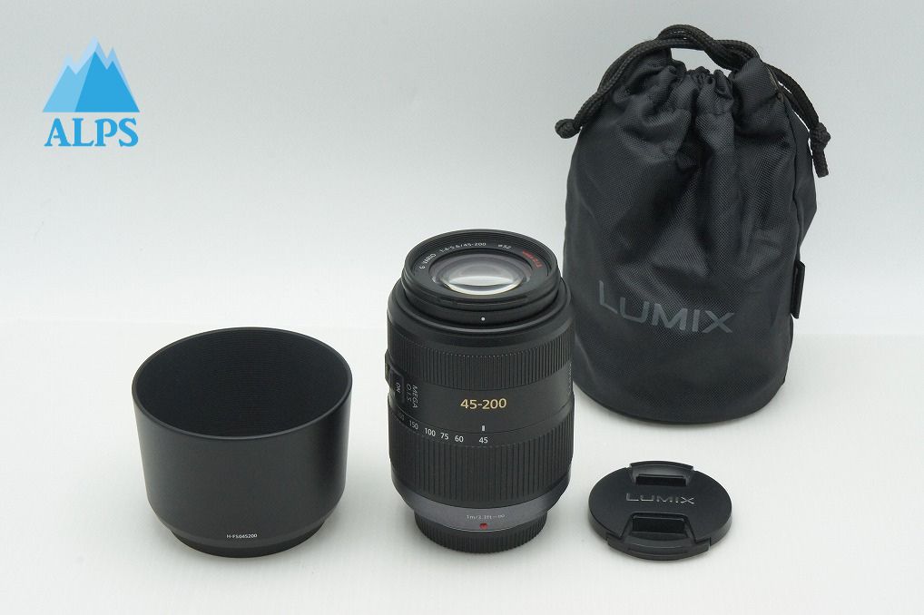 美品 Panasonic LUMIX G VARIO 45-200mm F4-5.6 MEGA O.I.S. H-FS045200 マイクロフォーサーズ フード付 260210l