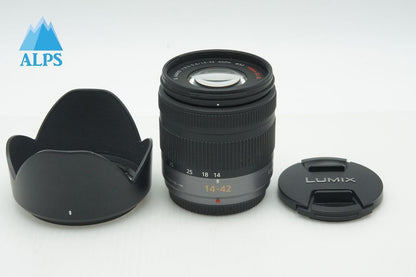 良品 Panasonic LUMIX G VARIO 14-42mm F3.5-5.6 ASPH. MEGA O.I.S H-FS014042 マイクロフォーサーズ フード付 260210k