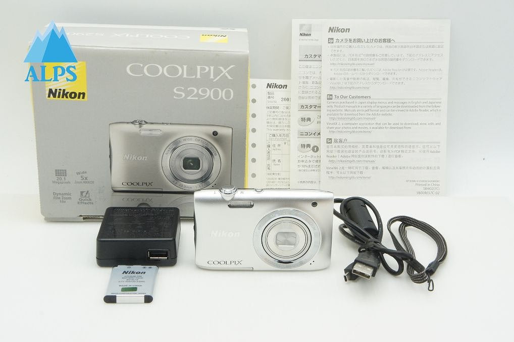 良品 Nikon ニコン COOLPIX S2900 コンパクトデジタルカメラ シルバー 元箱付 260218a