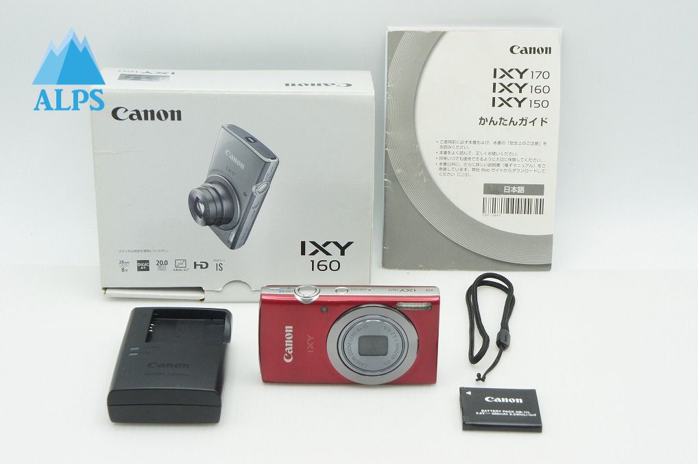 美品 Canon キヤノン IXY 160 コンパクトデジタルカメラ レッド 元箱付 260306a