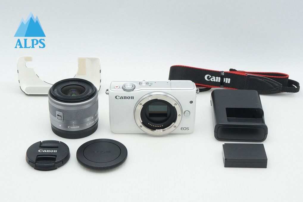 良品 Canon EOS M10 レンズキット (EF-M 15-45mm F3.5-6.3 IS STM) ミラーレス ホワイト ボディジャケット付 260309j