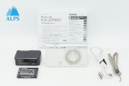 美品 CASIO カシオ EXILIM EX-ZR60 コンパクトデジタルカメラ ホワイト 260403h