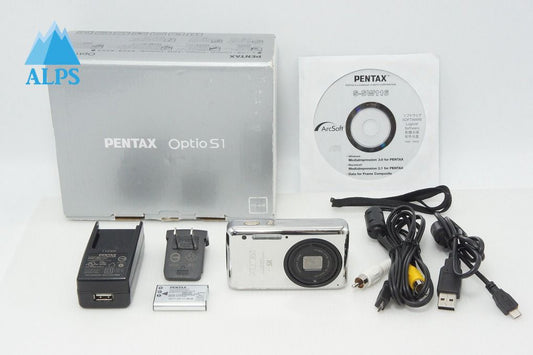 良品 PENTAX ペンタックス Optio S1 コンパクトデジタルカメラ クローム 元箱付 260409a