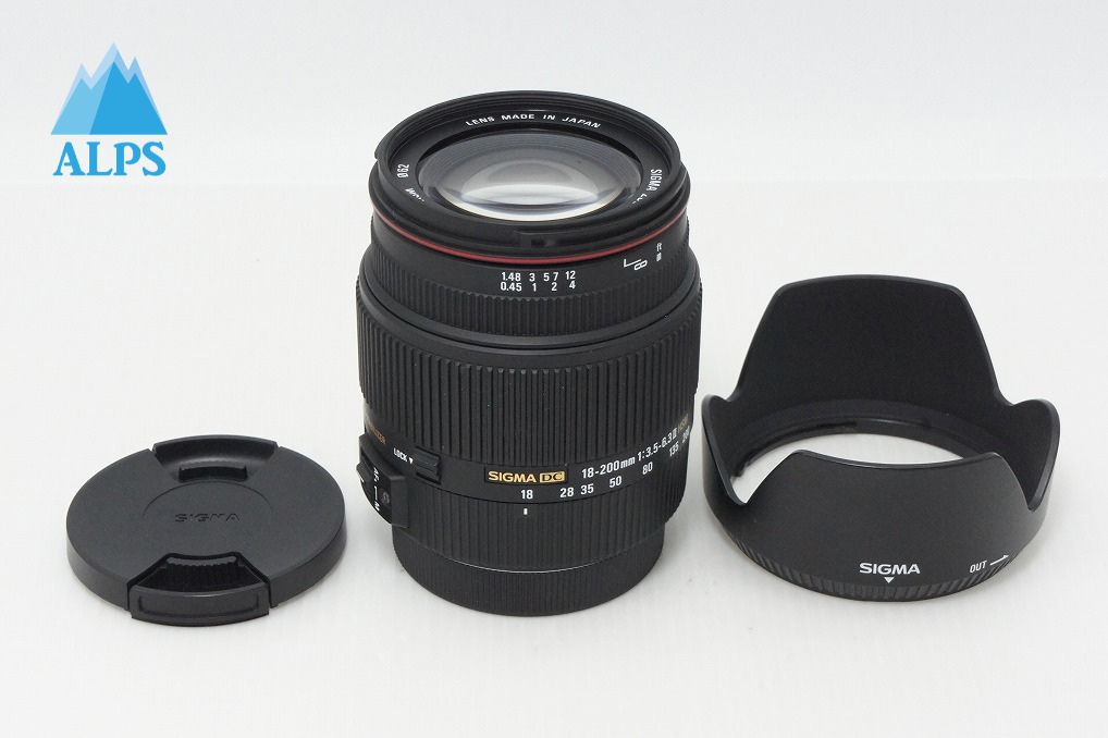 美品 SIGMA シグマ 18-200mm F3.5-6.3 II DC OS HSM APS-C Canon キヤノン EFマウント ズームレンズ フード付 260414t