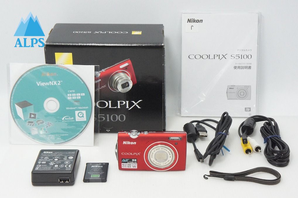 美品 Nikon ニコン COOLPIX S5100 コンパクトデジタルカメラ クリアレッド 元箱付 260414h