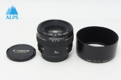 美品 Canon キヤノン EF 50mm F1.4 USM フルサイズ 単焦点レンズ フード付 260501o