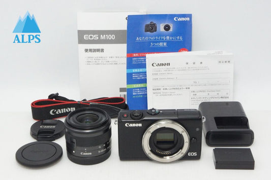 Canon キヤノン EOS M100 ボディ+ EF-M 15-45mm IS STM レンズキット ミラーレス一眼カメラ ブラック 260502w