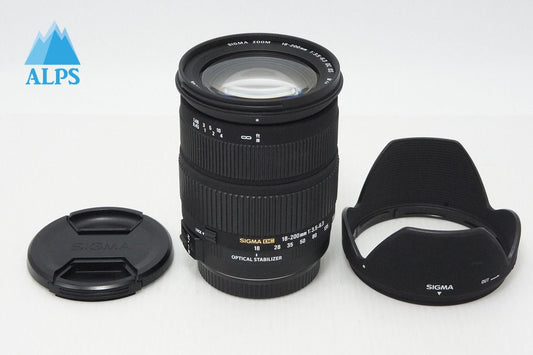 良品 SIGMA シグマ AF 18-200mm F3.5-6.3 DC OS Canon キヤノン EFマウント APS-C ズームレンズ フード付 260507a