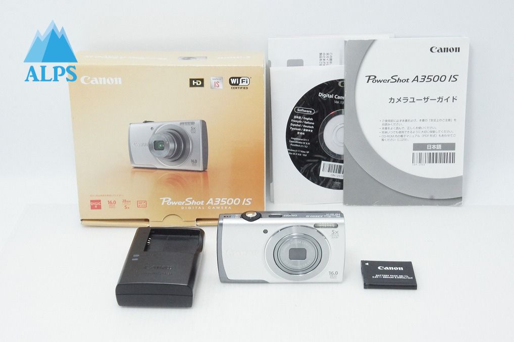 良品 Canon キヤノン PowerShot A3500 IS コンパクトデジタルカメラ シルバー 元箱付 260512i