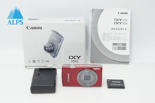 Excellent Canon IXY 150 Compact Digital Camera Red with Original Box 260512e