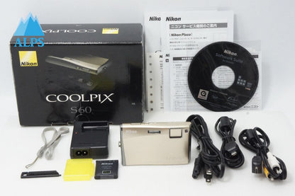 美品 Nikon ニコン COOLPIX S60 コンパクトデジタルカメラ リッチゴールド 元箱付 260512c
