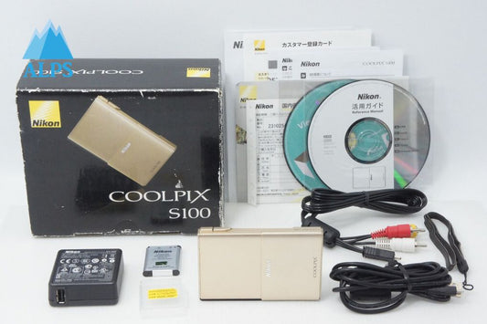 Excellent Condition Nikon COOLPIX S100 Shiny Gold with Original Box 260512d