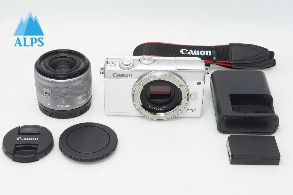良品 Canon キヤノン EOS M100 ボディ + EF-M 15-45mm IS STM レンズキット ミラーレス一眼カメラ ホワイト 260515s