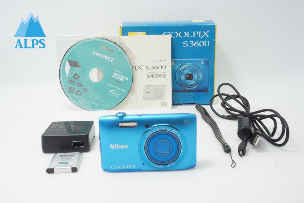 美品 Nikon ニコン COOLPIX S3600 コンパクトデジタルカメラ コバルトブルー 元箱付 260525b