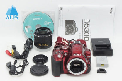 美品 Nikon ニコン D5300 ボディ + AF-S DX 18-55mm VR II レンズキット デジタル一眼レフカメラ レッド 260525ab