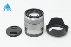 美品 SONY ソニー E 18-55mm F3.5-5.6 OSS SEL1855 シルバー Ｅマウント APS-C ズームレンズ フード付 260527be