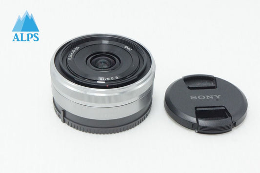美品 SONY ソニー E 16mm F2.8 SEL16F28 シルバー Ｅマウント APS-C 単焦点レンズ 260527bd