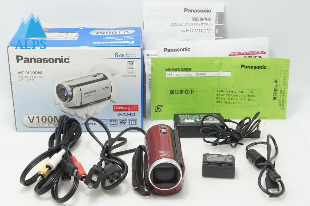 美品 Panasonic パナソニック HC-V100M デジタルビデオカメラ レッド 元箱付 260527aq